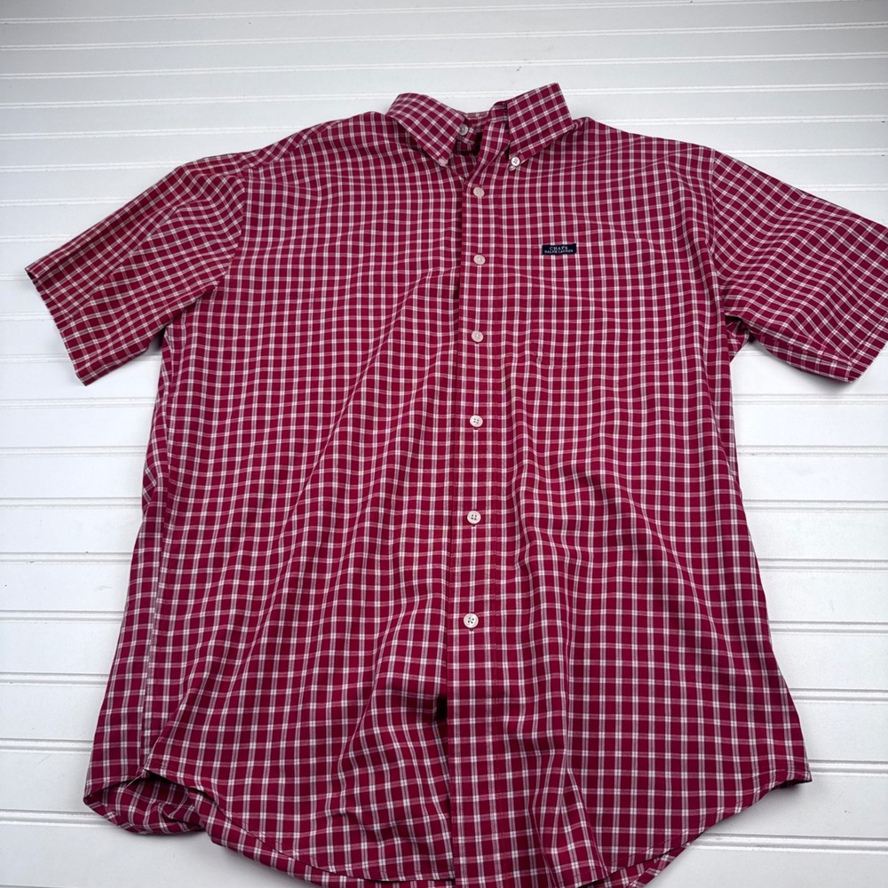 Vintage Chaps Ralph Lauren Men's Medium Short Sleeve Button Down Shirt Red